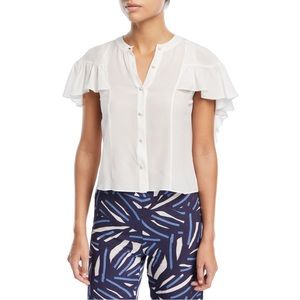 Alexis Danijela Silk Cream Ruffle Cape Blouse